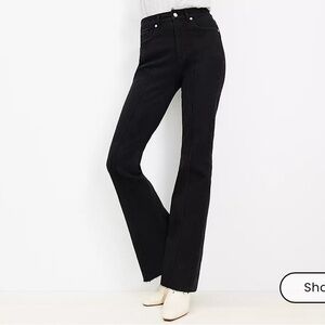 LOFT Pintucked Fresh Cut High Rise Slim Flare Jeans in Washed Black